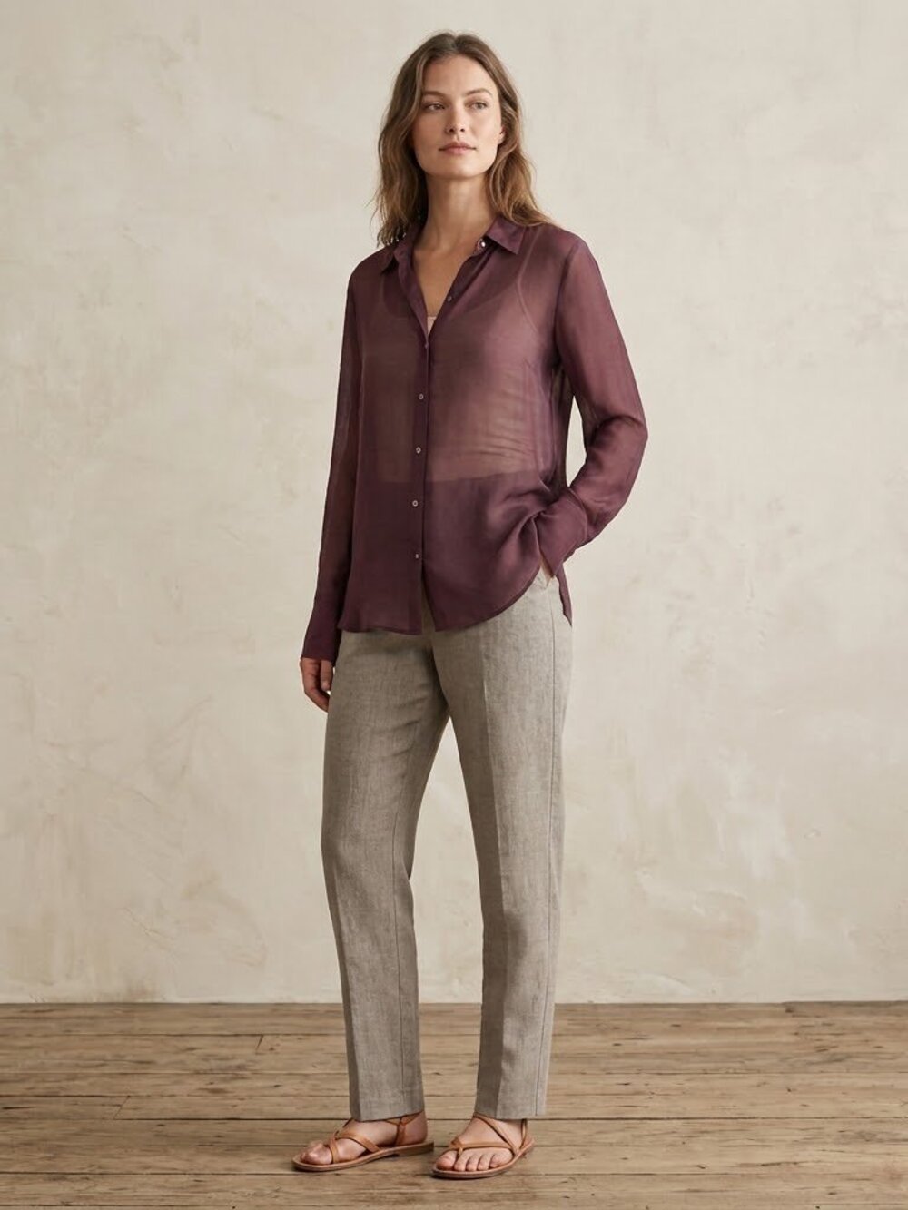 Lane Bryant 100% Silk Button Up Top Size 18/20 Eggplant Purple